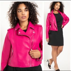 Eloquii Very Berry Faux Leather Moto Jacket 18/20